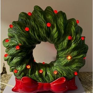 Ceramic dry brushed acrylic and glazed bow wreath